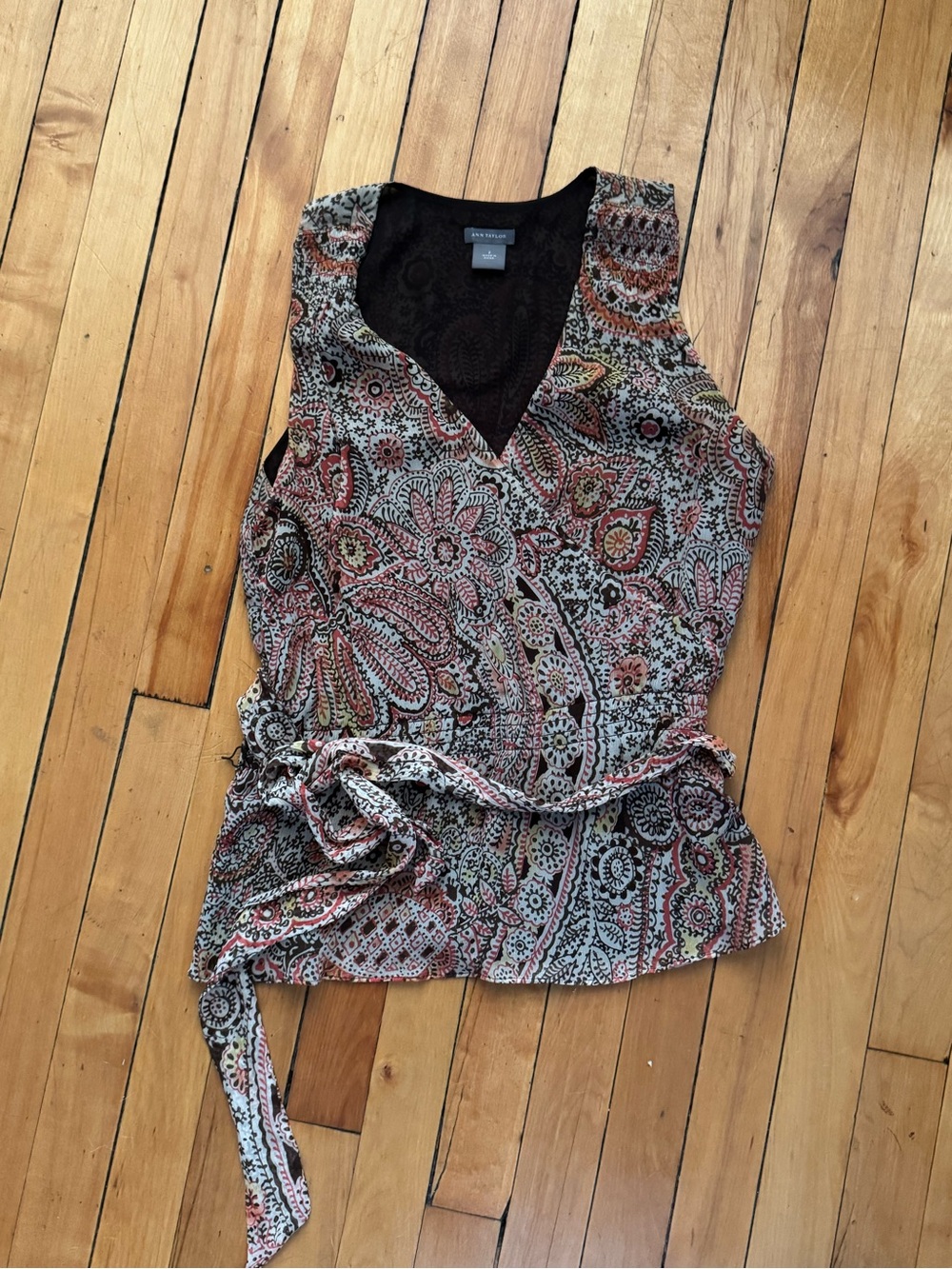 Ann Taylor 100% Silk Paisley Wrap Camisole